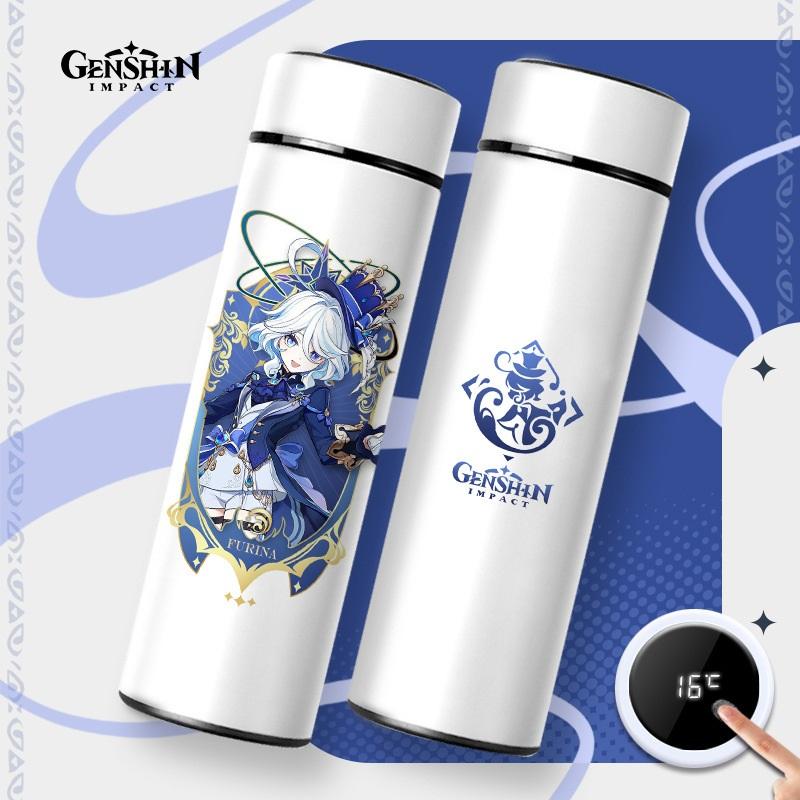 Bình nước giữ nhiệt Genshin Impact đựng nước lạnh và nóng có màn LED hiển thị nhiệt độ 500ml Inox 304