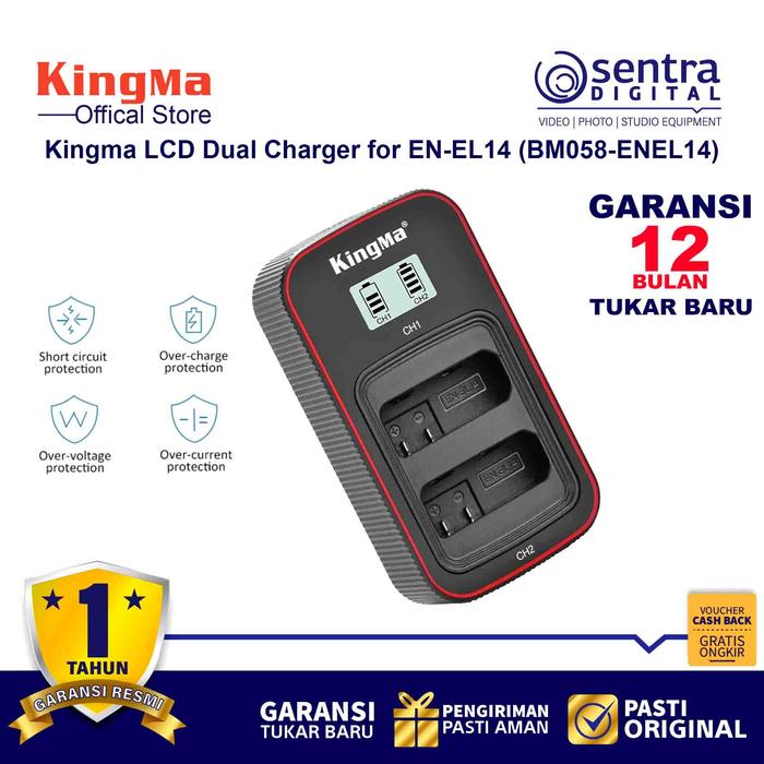 Gambar Kingma BM058 LCD Dual Charger for En-El14 for Nikon D3400 D3500 D5300 dari Sentra Digital Kota Surabaya 5 Tokopedia