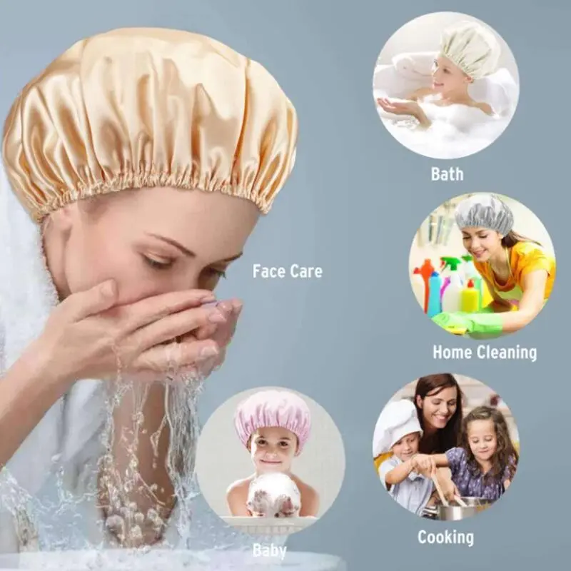 Waterproof Hat Hair Cover Women Supplies Cap Adult Bath Bathing Bathroom Shower Caps