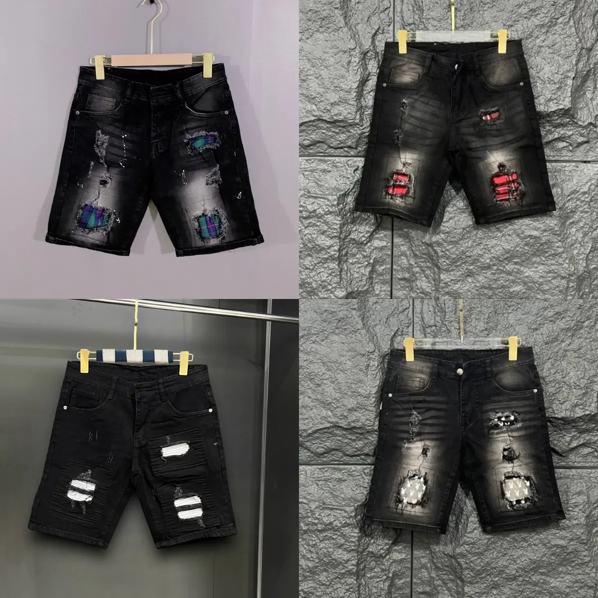 Quần jean short nam ngố phối vá thời trăng boy phố co giãn 4 chiều , chất vải mềm mịn thoáng mát cao cấp Menswear