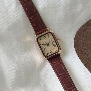 Reloj de cuarzo vintage para mujer, diseño clásico casual, correa de cuero, esfera rectangular, reloj elegante para damas