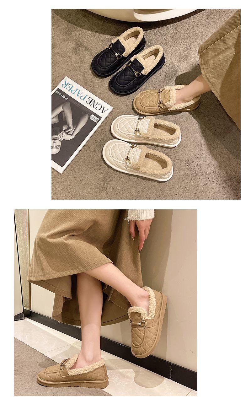 Product Introduction of Giày Lười Gommino, Dành Cho Nữ, Hàng Mới Về Năm 2024, Thích Hợp Cho Mùa Thu Và Mùa Đông, Kiểu Lười, Lót Lông Cừu, Giày Bông Bánh Mì, Đế Mềm Mại 7