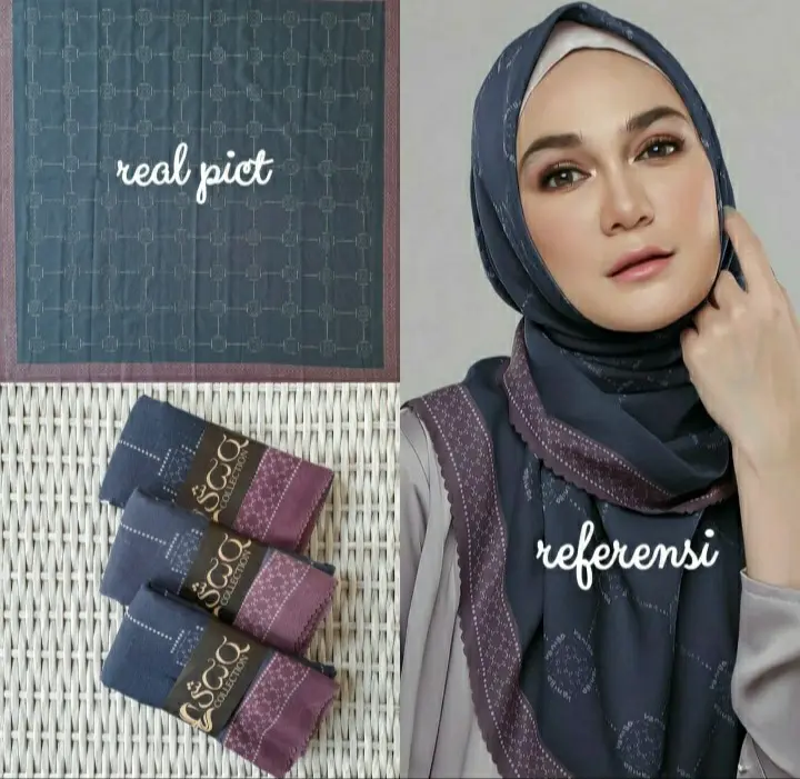 Hijab Voal Motif LUNA Series Kerudung  Segi  Empat  Square  Nyaman  Lembut 2