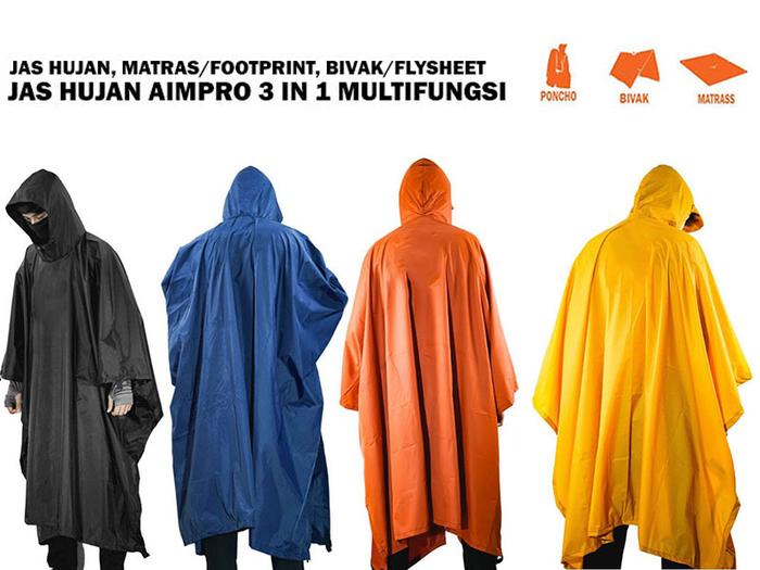 Gambar Jas Hujan Ponco AIMPRO 3 In 1 Bisa Jadi Bivak / Matras / Jas Hujan - Raincoat - Rain coat - flysheet dari AIMPRO INDONESIA Kota Administrasi Jakarta Timur Tokopedia