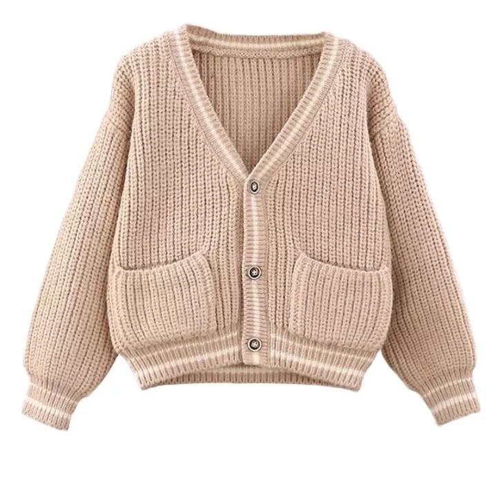 TETSU STORE  Sweater Cardigan Rajut Nakara Garis Tangan Anak / Sweater Rajut Anak Lucu Usia 2-12tahun 1
