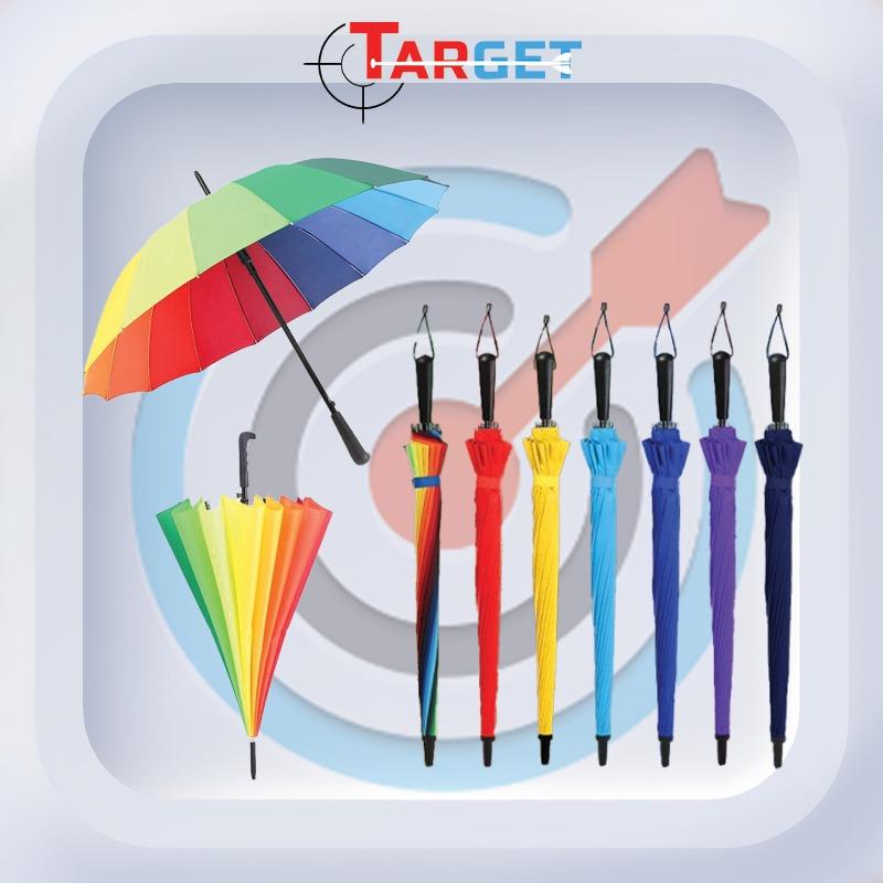 TARGET HOME Colorful Rainbow Umbrella Curved Handle Weather Protection ...