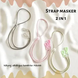 Strap Masker 2in1 PREMIUM Tali Korea Padi/Ulir Konektor Headloop Kalung Masker - Kalung Masker Hijab 2in1 Strap Tali Masker Elastis Stretchy Strap Mask Elastic Hijab Premium