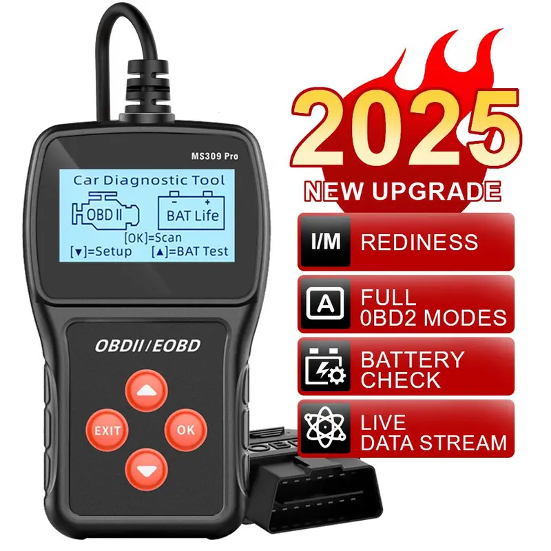 OBD2 Scanner, Car Diagnostic Tool, OBD2 Scanner Live Data Code Reader, Check Engine System Multi-language Battery Tester 8