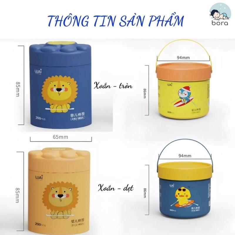 Product Introduction of Tăm bông cho bé sơ sinh WAI, bông tự nhiên cao cấp, hộp 200/600 que 4