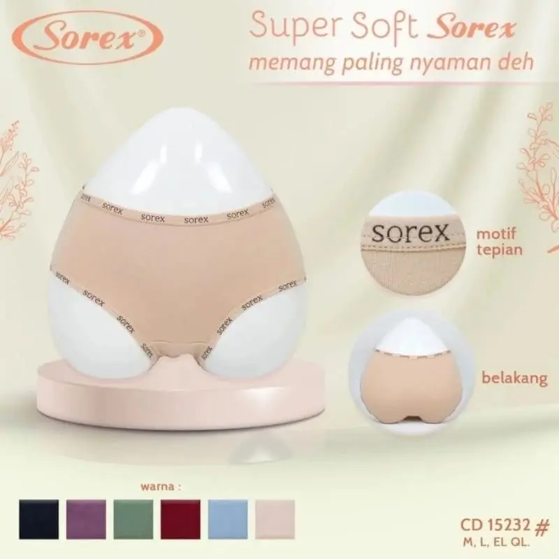 Isi (3, 6, 12pcs) CD Sorex 15232 Celana Dalam Wanita Super Soft Lembut Cutting Midi 3