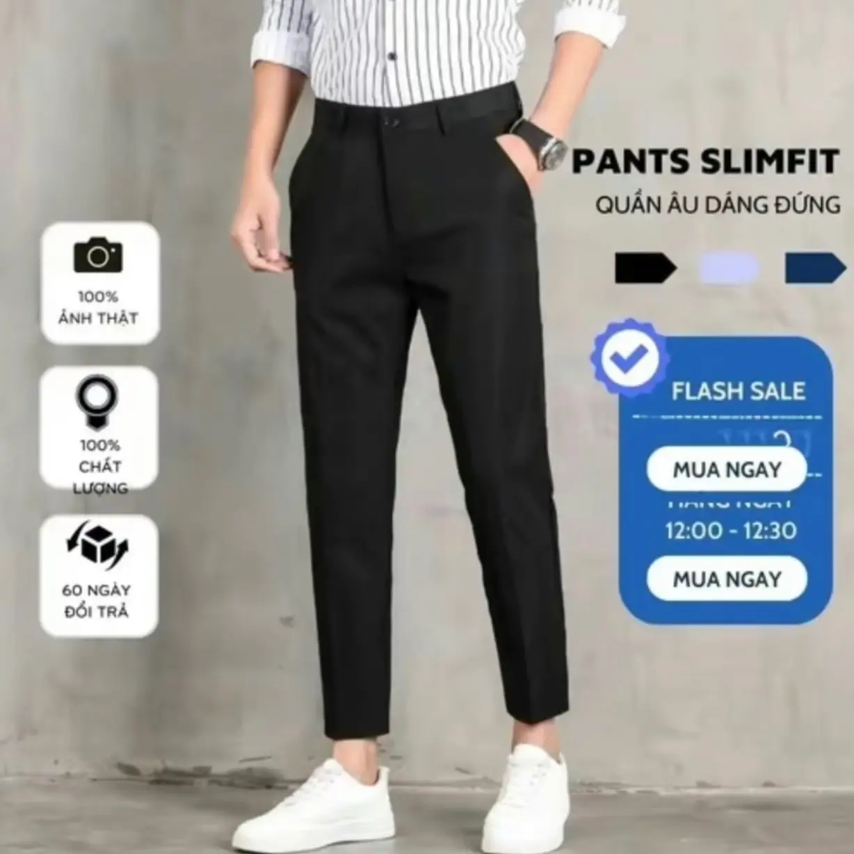 Quần âu nam chất vải dày dặn co giãn 2 chiều, kiểu dáng hàn quốc Menswear