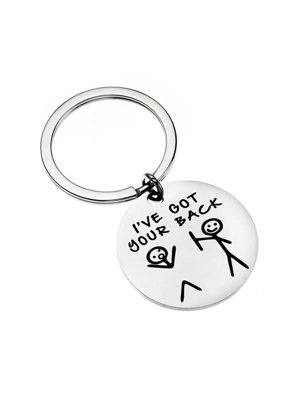 Fashion Letter Pattern Slogan Metal Keychain, Round Shaped Stainless Steel Keychain for Men & Women, Gift for Friends, Personalized Gifts, Trendy Accessory for Anniversary Birthday Gift 2