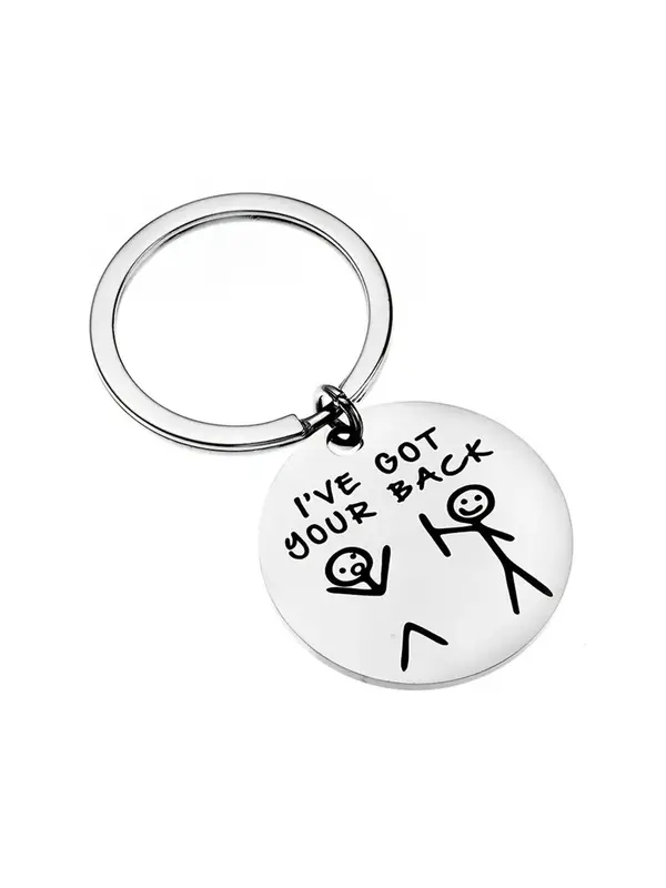 Fashion Letter Pattern Slogan Metal Keychain, Round Shaped Stainless Steel Keychain for Men & Women, Gift for Friends, Personalized Gifts, Trendy Accessory for Anniversary Birthday Gift 2