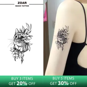 Zoartattoo M-100 stiker tato sementara  【Kucing itu】Tahan lama Tattoo menempel dekorasi seni untuk pria dan wanita