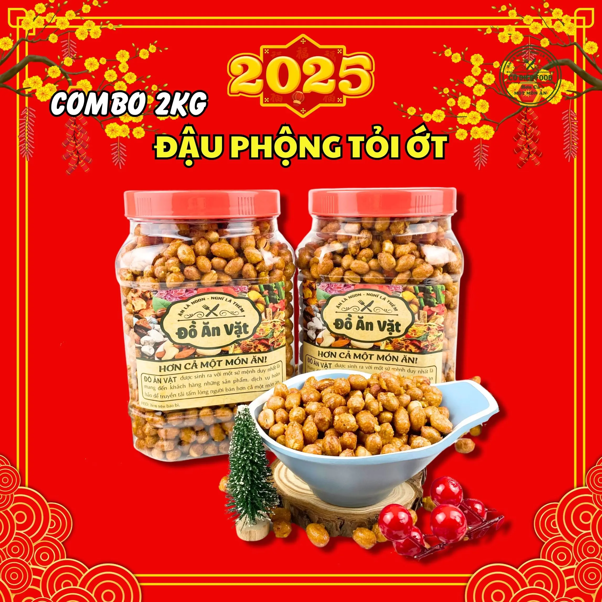 Combo 2Kg Đậu Phộng Rang Tỏi Ớt/ Cốt Dừa/ Hà Lan Tỏi Ớt - Thơm Giòn Ngon [ Cô Diệp Food] Snack Ăn Vặt