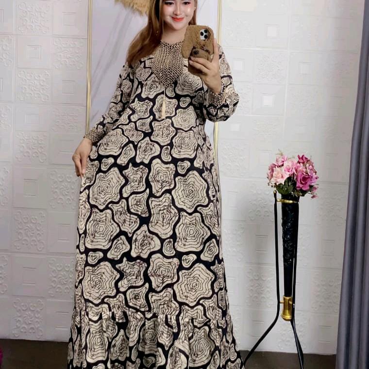 GAMIS RENDA SULTAN ori BLINK MOTIF MONOCHROME Rempel Bunga Cantik Rayon Panjang Muslim Wanita 1