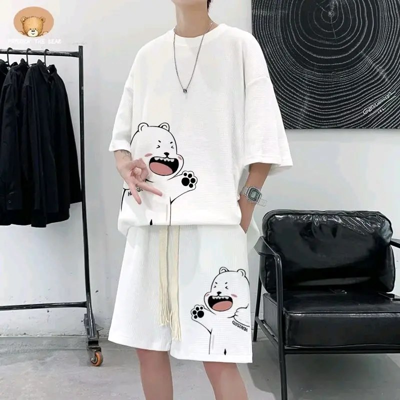 T-shirt setelan kekinian terbaru Pria KAOS NEW TREND,NEW ARRIVAL KEKINIAN,KAOS +CELANA FASHION NEW ARRIVAL BARU MODEL FASHION SET Hitam Katun 4