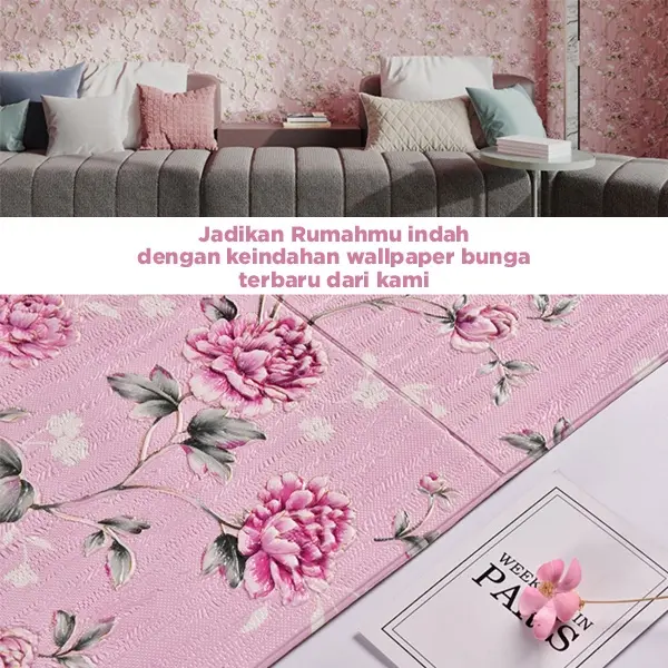 (BELI 10 GRATIS 1) Wallpaper 3D FOAM 5mm / Wallpaper Dinding 3D Motif Foam Batik Bunga More High Quality / Wallfoam 3D 6