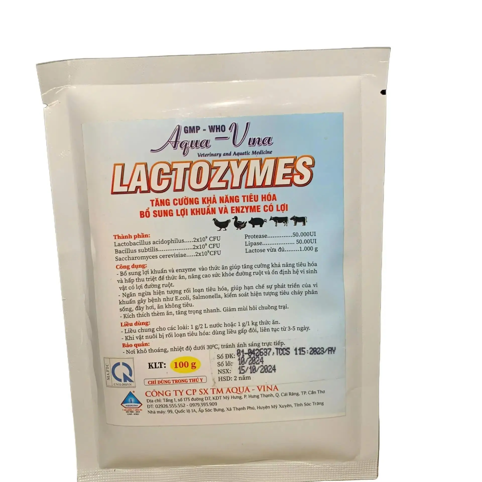 5 gói LACTOZYMES men tiêu hóa cho gà và chim bồ câu