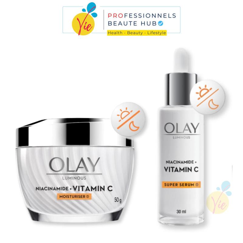 COMBO Kem Dưỡng Ẩm Và Tinh Chất OLAY Luminous Niacinamide + Vitamin C Hỗ Trợ Mờ Vết Thâm, Đốm Nâu, Dưỡng Da Sáng Khỏe