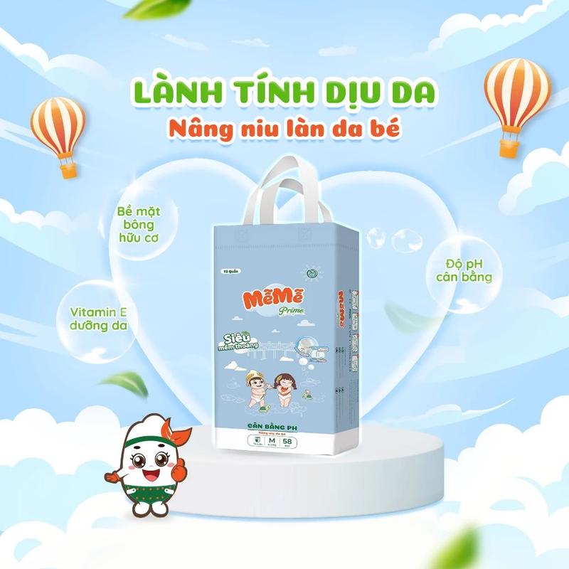 [Shop TD02] Tã bỉm Mễ Mễ thường, Mễ Mễ Prime Mềm Mỏng Siêu Thấm Khô Thoáng Cho Bé Mền Xốp 1