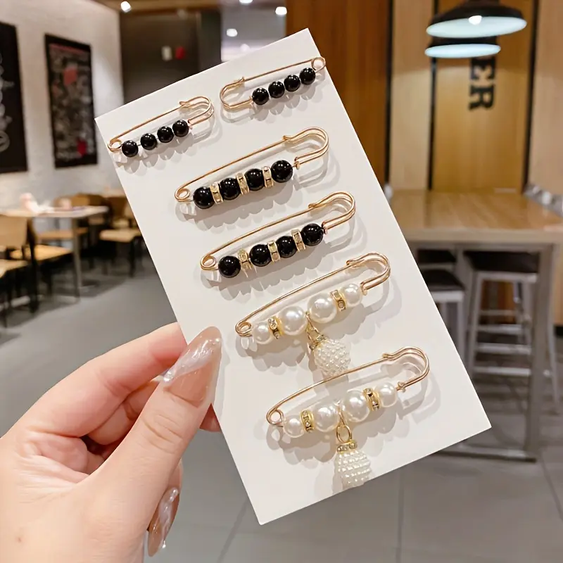 6pcs Faux Pearl Brooch Pins For Women, Cardigan Safety Pin Shirt Dress Pins Pearl Sweater Shawl Clip Waist Pins For Dress Pants White Pearl Brooches For Women 0