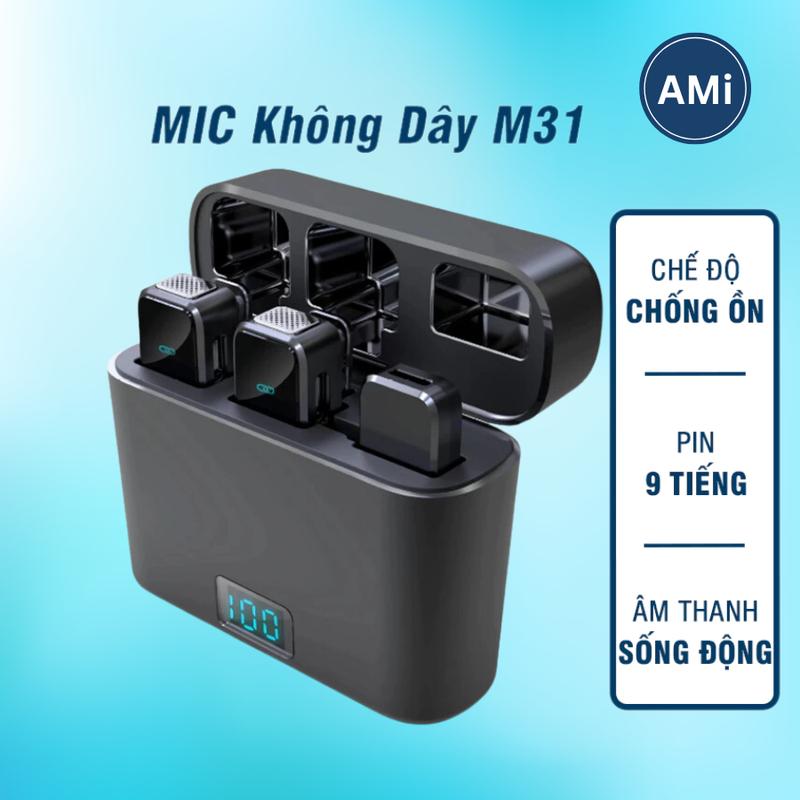 Mic Thu Âm Không Dây Cho Điện Thoại M31, Bật Tắt Lọc Ồn - Micro Ghi Âm Cài Áo, Quay Video - AMi Holic