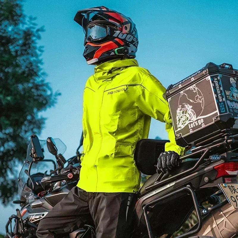 Motorcycle Rainsuit Waterproof Split Raincoat Suit Cycling Motorbike Jacket and Pants Lightweight Foldable Windproof Reflective 2