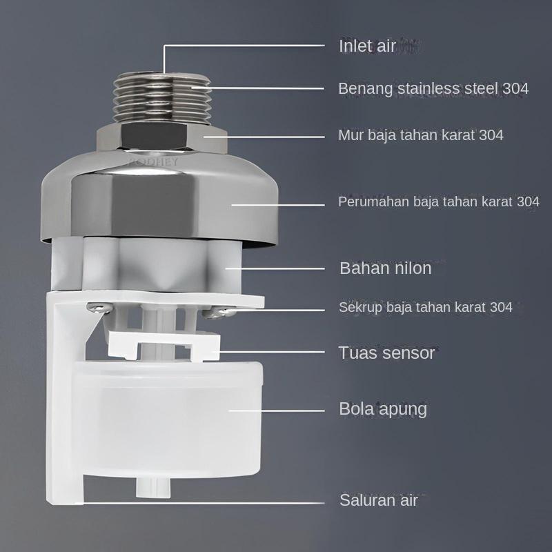 Product Introduction of 2 Hitungan Katup Apung Kontrol Level Air 304 Stainless Steel Katup Bola Apung Mini Sepenuhnya Otomatis Mati Otomatis Tangki Air Katup Pengontrol Level Air Aman Asupan Air Atas/Samping 10