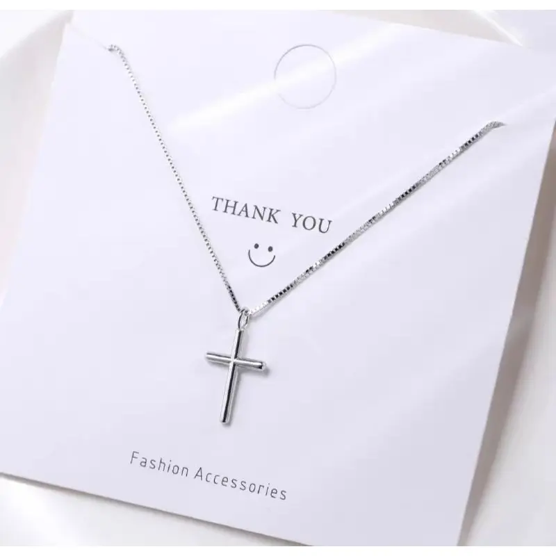 (KL44) KALUNG SALIB TITANIUM SILVER ANTI KARAT SELAMANYA • KALUNG SALIB PRIA WANITA -CJR TITANIUM