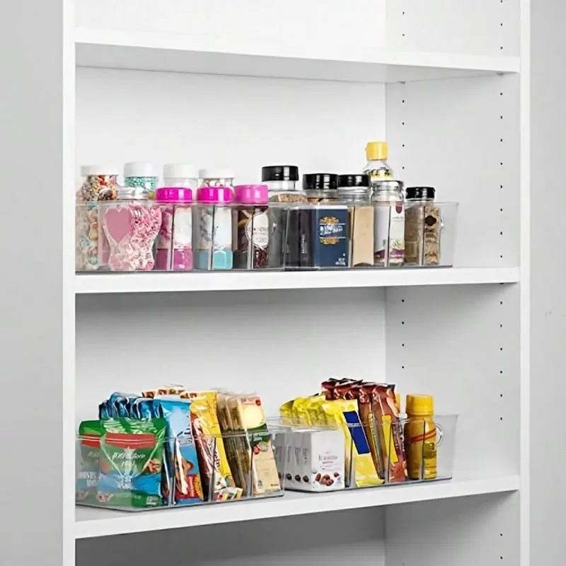 Food Storage Box with Removable Divider, 1 Count Kitchen Refrigerator Food Storage Container, Household Kitchen Organizer, Utensils 4