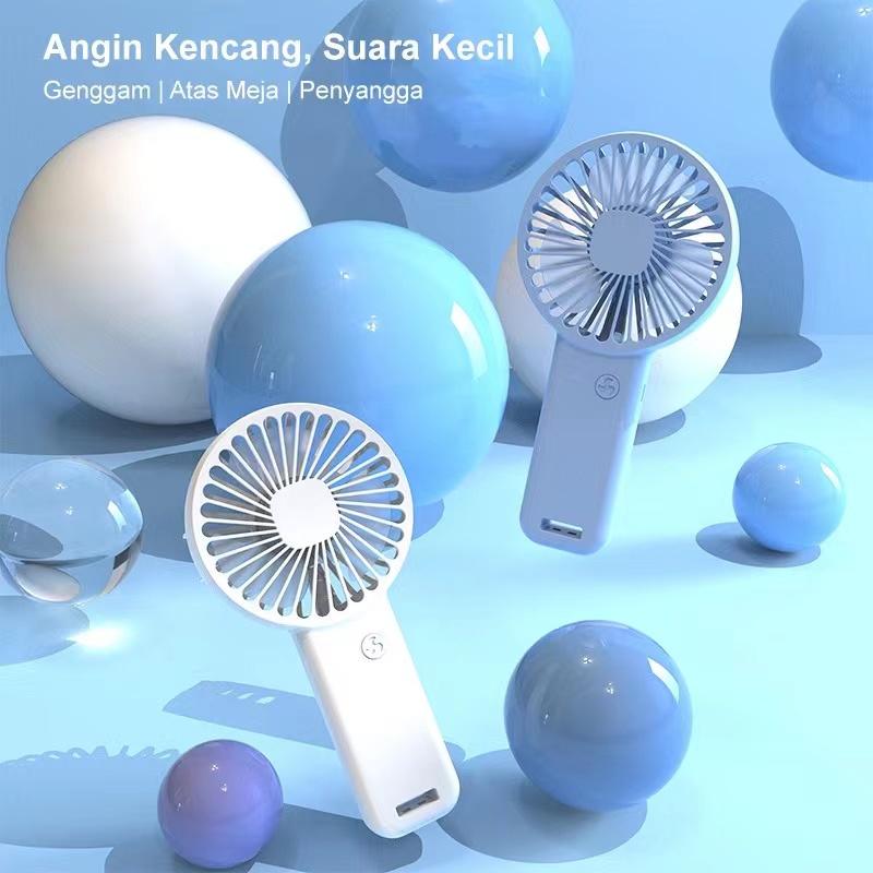 New Lottol Kipas Angin Mini Portable Rechargeable Fan 3-Speed Kipas Angin Genggam Bisa Phone Stand Berkualitas 2
