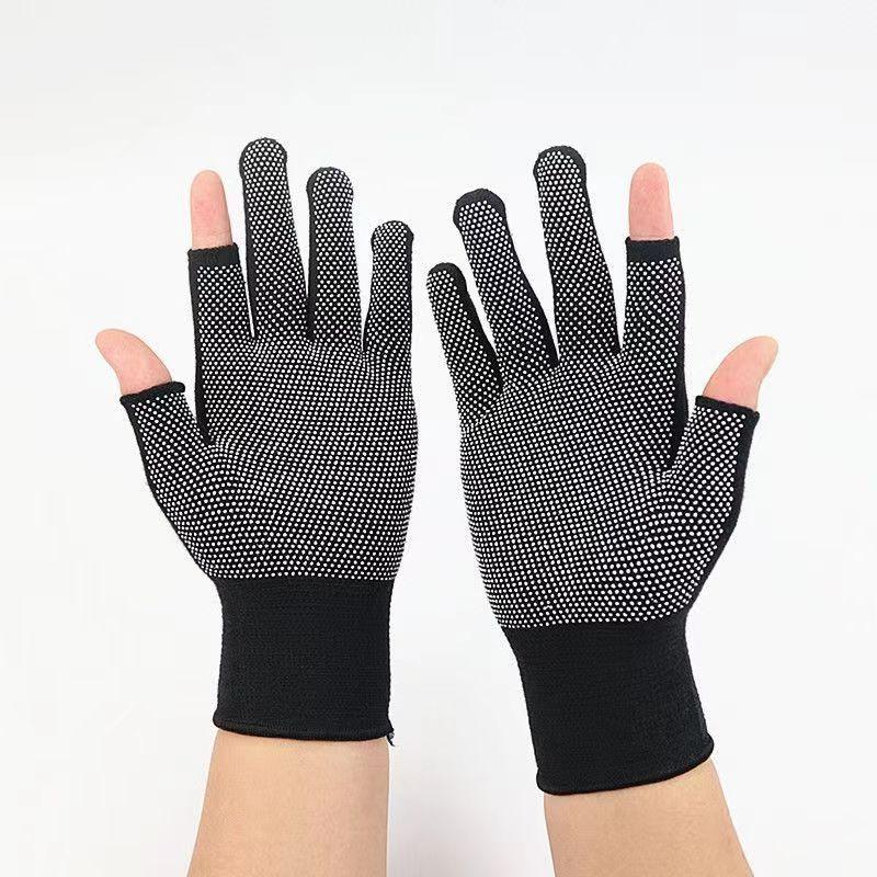 Open Finger Half Finger Cotton Gloves with Rubber Dimples Non-Slip Fishing Courier Riding Nylon Touch Screen Point Plastic Labor Protection Gloves Wholesale foxgloves 2