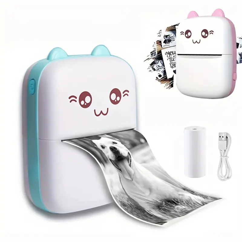 [Local warehouse shipments] GOTOOGO Portable Mini Photo Printer: Thermal Label Printer with USB Recharge, Wireless, Android/iOS Compatible, And 1 Roll Of Thermal Paper Included!