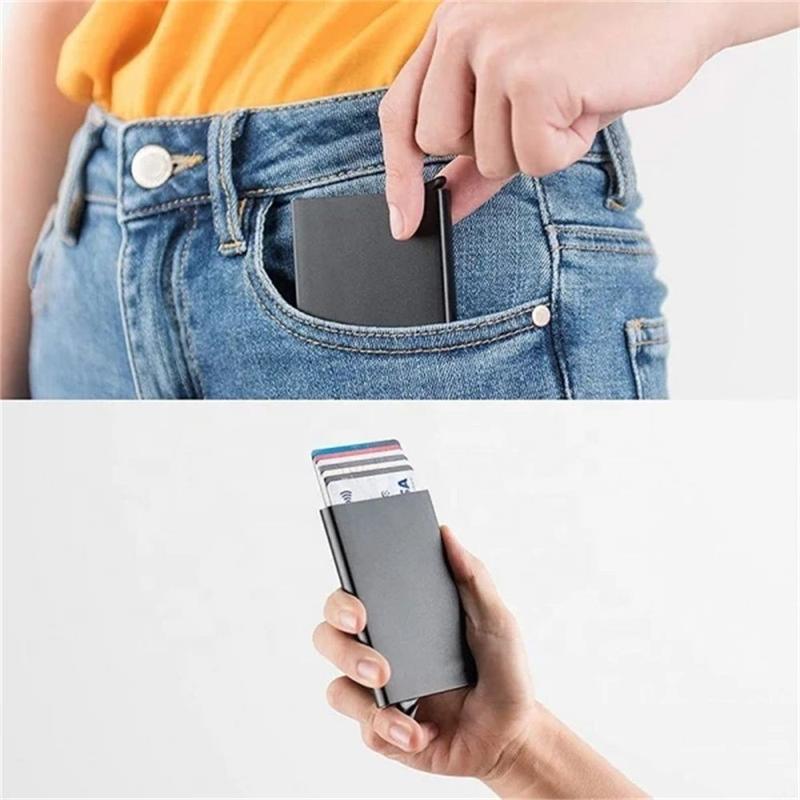 Hộp Đựng Thẻ Tín Dụng, Cầm Tay, Chất Liệu Hợp Kim Nhôm, Chống Từ Tính Tự Động, Bảo Vệ Thẻ ID, Ví Bật Lên, Ví Chống Trộm, Hộp Đựng Thẻ RFID, Thích Hợp Sử Dụng Trong Kinh Doanh 6