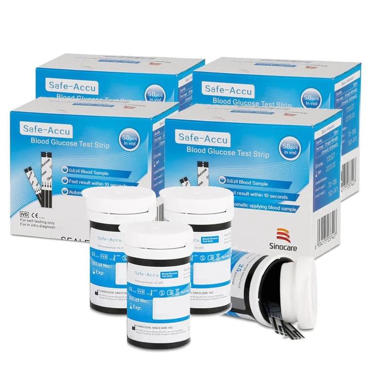Safe-Accu, que thử đường huyết dùng cho máy Sinocare, hộp 50 que (2 lọ x 25) + 50 kim 4