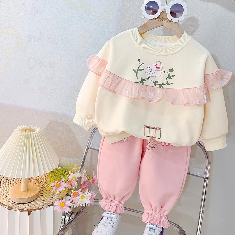 8-30kg Set Bộ Quần Áo Thu Đông Trẻ Em Chất Nỉ QC Cao Cấp Cho Bé Gái Bèo Hồng Xinh Dễ Thương - CAFE_BABY209 bộ nỉ quanao daitay chobe set đồ