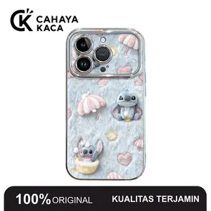 Casing HP Untuk iPhone 16 Pro Max 11 12 13 14 15 Pro XS XR 7+ 8+ Xs Max Casing dengan Gambar Hewan Lucu Berbulu Biru Payung Hati Y07476