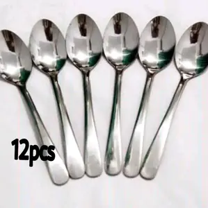(COD) Sendok makan 1 lusin (12pcs) TEBAL / Sendok makan caffe polos stainless stell isi 12 / Garpu makan polos