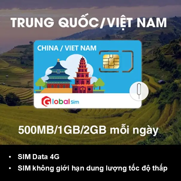 [GLOBALSIM] SIM 4G Trung Quốc - Gói theo ngày - Không giới hạn data