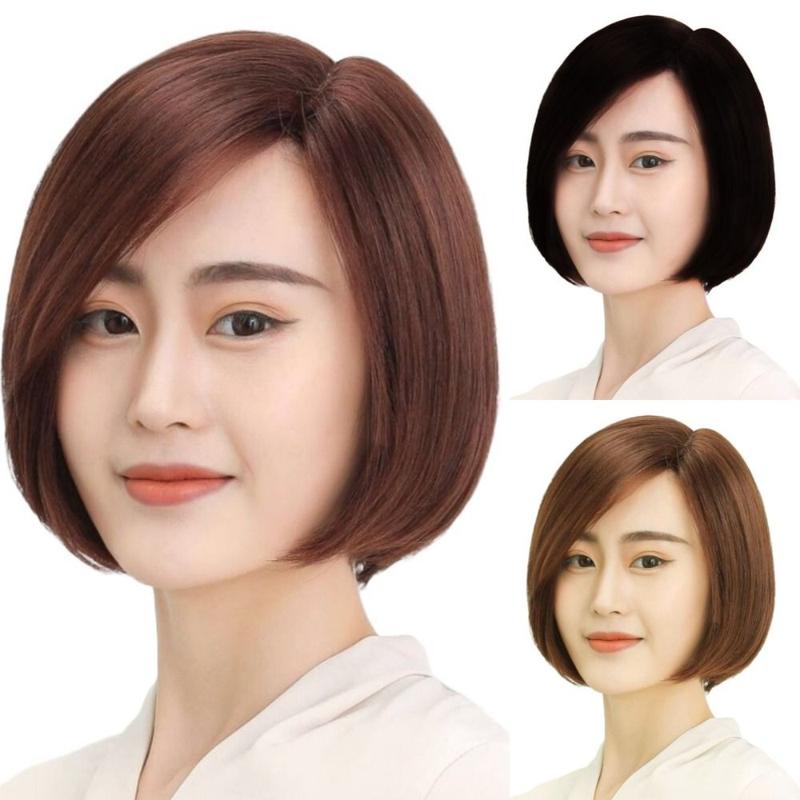Thời trang Tổng hợp Tóc giả Bob thẳng có mái Phần bên Nhiệt độ cao Tóc giả ngắn…