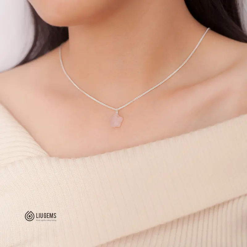 Dây Chuyền Nữ Bạc 925 Liugems Ngôi Sao Đá Thạch Anh Hồng Xinh Xắn, Dễ Thương, Thời Trang DC26 (Mua một, tặng một hộp đựng trang sức + một khăn lau bạc miễn phí) 5