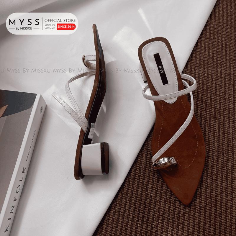 MYSS - Giày guốc nữ xỏ ngón phối khoen dây chéo mũi nhọn 3cm cao cấp - SU213 Shoes DéP