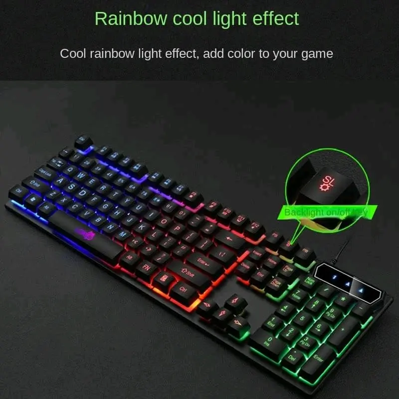 Gaming Keyboard RGB LED with Mouse Komputer laptop - Mos Kibord Geming Led Lampu Computer Headset 4