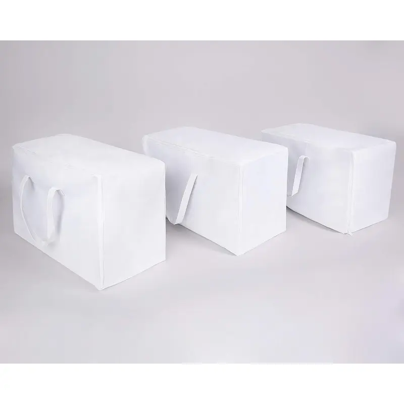 Local shipping-Eco Home Store Large Storage Bags Set of 3 White Laundry Bags UK Company Underbed Storage Bags Clothes Laundry Bags with Zips Foldable Home Organiser Clothes Storage Bags for Bedding 2