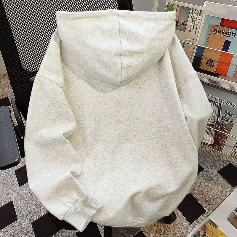 Áo Hoodie Cardigan In Chữ, Thời Trang HipHop, Độn Nhung Mùa Đông, Dáng Rộng Vừa Vặn, Áo Khoác Có Dây Kéo Cặp Đôi, Dành Cho Nam Giới, Phong Cách Dễ Phối Đồ 2024 Menswear Dài Tay 4