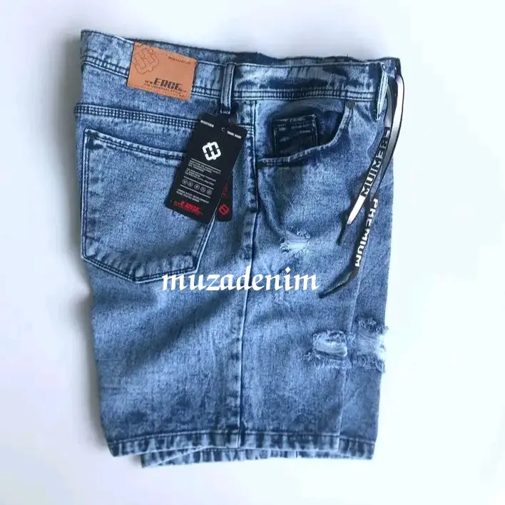 celana pendek sobek pria jeans denim original big size 28-44 Retro Black