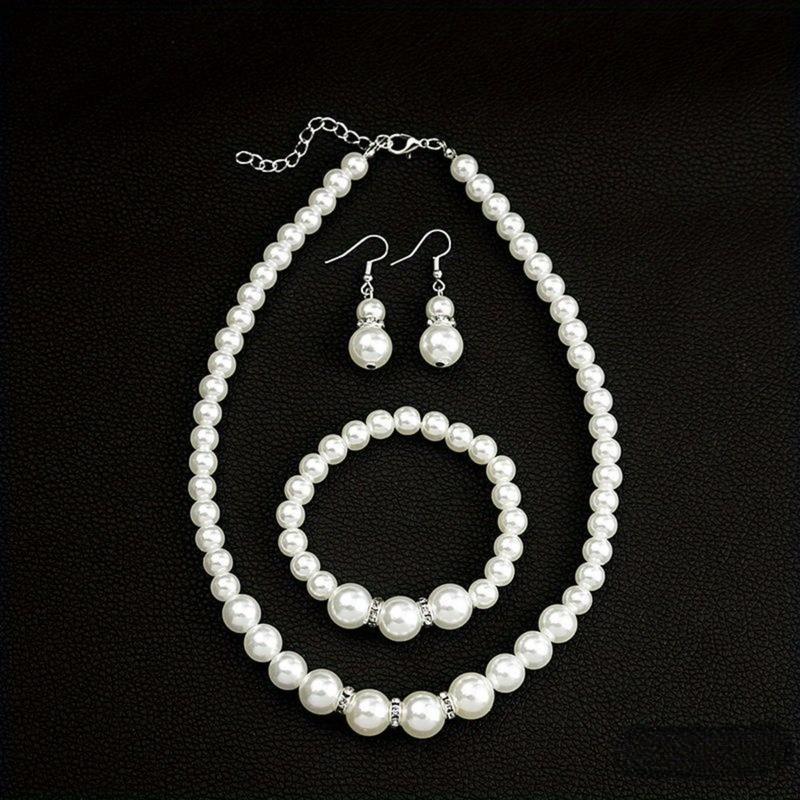 Product Introduction of Creative Imitation Pearl Necklace Bracelet Earring Set Three-Piece Set Bridal Accessories 1