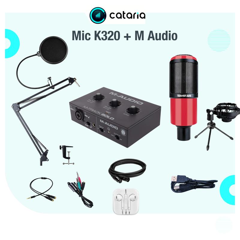 Bộ Mic Livestream Thu Âm Chuyên Nghiệp Mic K320 và Card M-AUDIO Tặng tai nghe , đèn live  Cataria