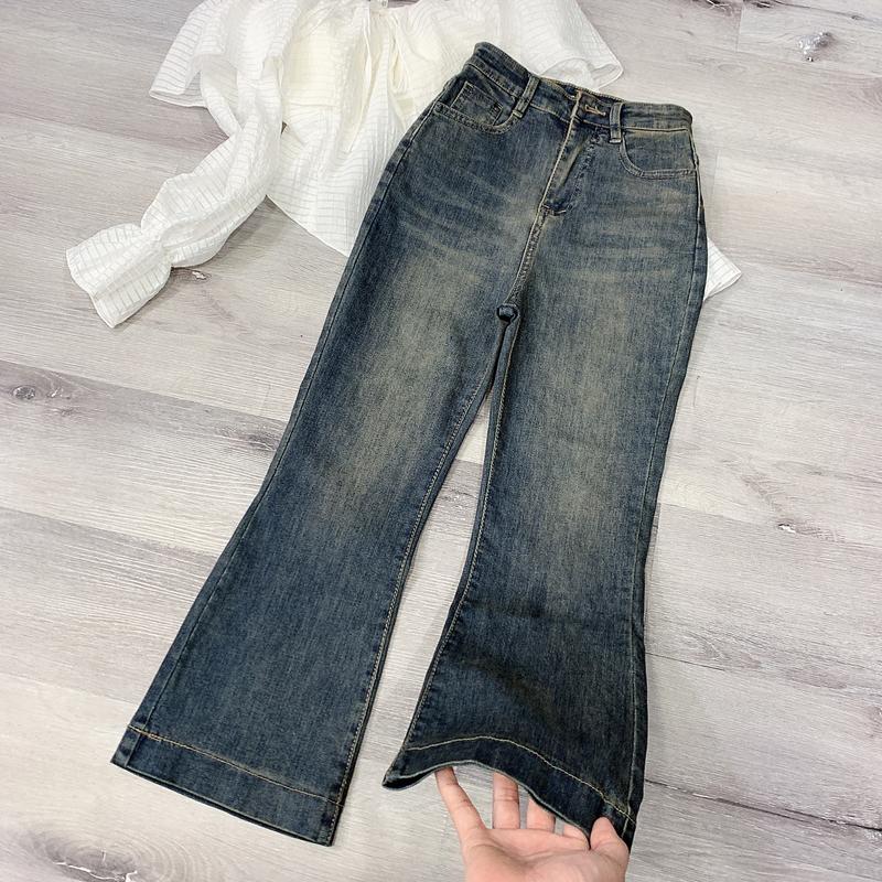   CÓ BIG SIZE  Quần jean nữ ống loe 88cm phom lỡ xinh chất co dãn Denim Pants Women Ong MS044 